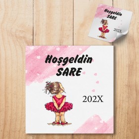 Kare Etiket 062 - Kız Çocuk Tasarım Etiket