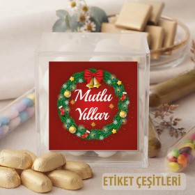 Kare Etiket 090 - Mutlu Yıllar - Yılbaşı - Yeni Yıl Tasarım Sticker