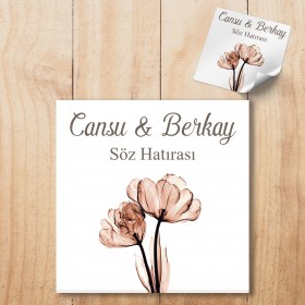 Kare Etiket 094 - Çiçek Tasarım Nişan Etiketi