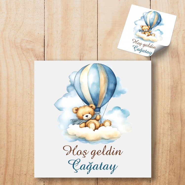 Kare Etiket 105 - Sevimli Ayıcık Tasarım