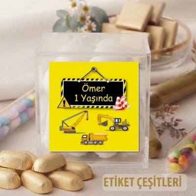 Kare Etiket 116 - İnşaat Temalı Çocuk Etiket