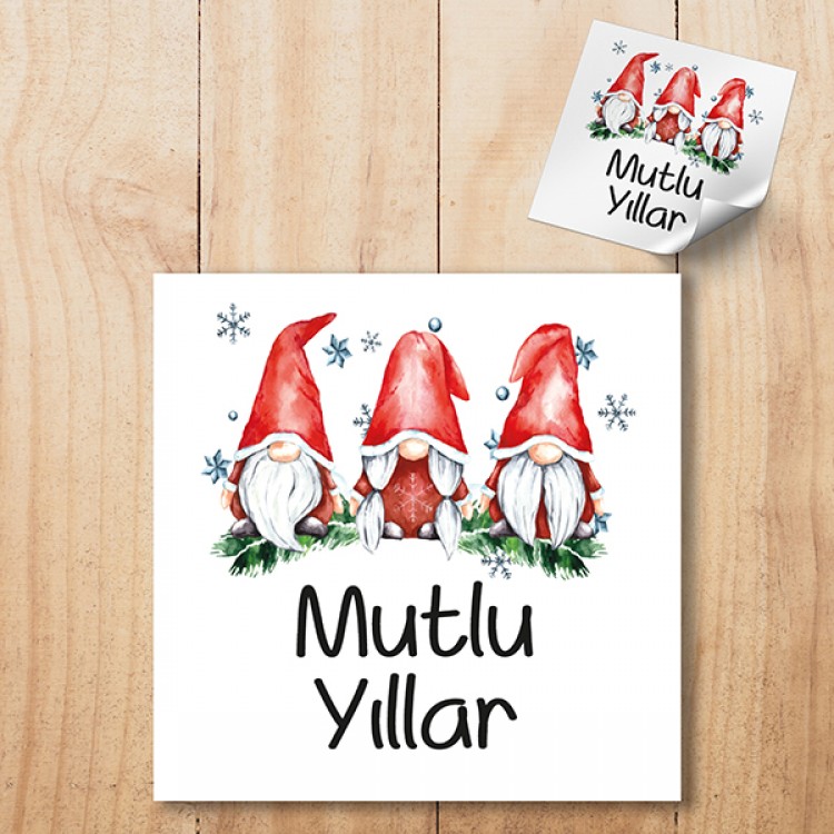 Kare Etiket 132 - Mutlu Yıllar - Yılbaşı - Yeni Yıl Tasarım Sticker