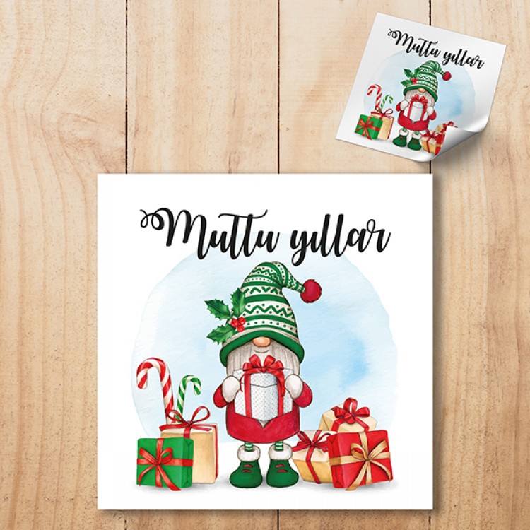 Kare Etiket 134 - Mutlu Yıllar - Yılbaşı - Yeni Yıl Tasarım Sticker