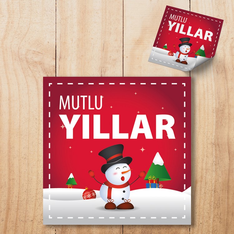 Kare Etiket 138 - Mutlu Yıllar - Yılbaşı - Yeni Yıl Tasarım Sticker