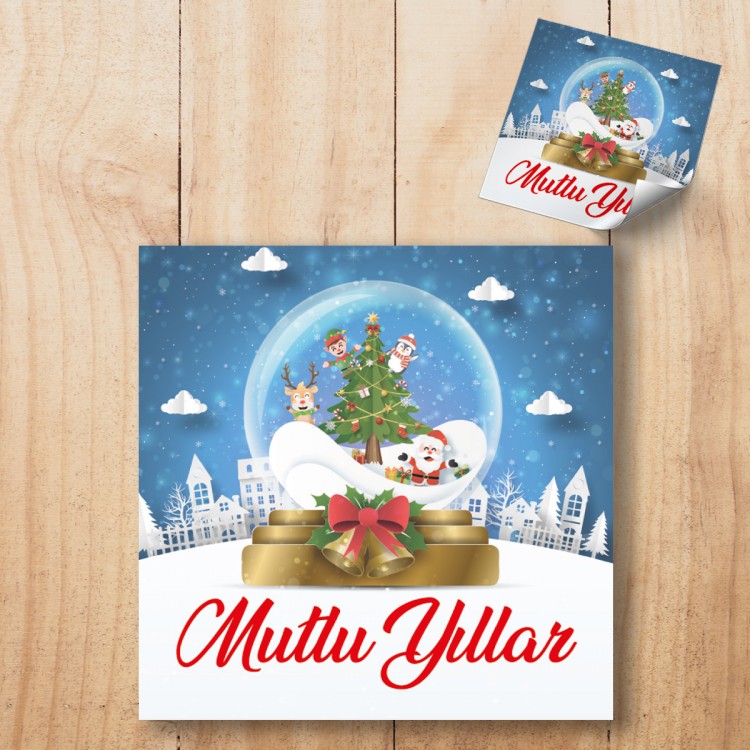 Kare Etiket 142 - Mutlu Yıllar - Yılbaşı - Yeni Yıl Tasarım Sticker