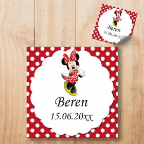 Kare Etiket 168 - Minie Mouse Kırmızı Tasarım