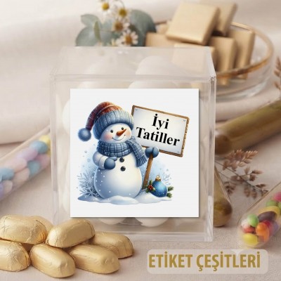 Kare Etiket 186 - Kardan Adam Temalı Mezuniyet Hatırası Sticker