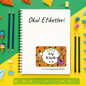 Okul Etiketi 005 - Taş Devri Çakıl Tasarım