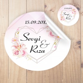 Yuvarlak Etiket 015 - Pembe Tasarım