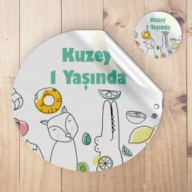 Yuvarlak Etiket 020 - Hayvan Konseptli