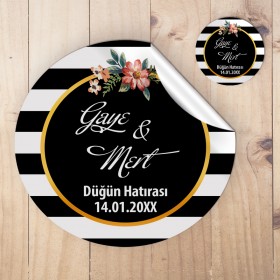 Yuvarlak Etiket 036 - Düğün Hatırası Hediye Etiketi