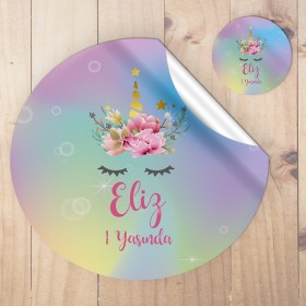 Yuvarlak Etiket 061 - Unicorn Tasarım