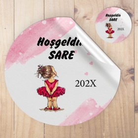 Yuvarlak Etiket 062 - Kız Çocuk Temalı