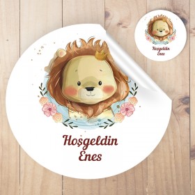 Yuvarlak Etiket 096 - Aslan Temalı