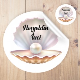 Yuvarlak Etiket 104 - İnci Temalı Etiket