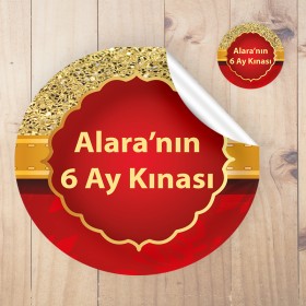 Yuvarlak Etiket 117 - 6 Ay Kınası Temalı