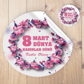 Yuvarlak Etiket 121 - 8 Mart Kadınlar Günü Tasarım