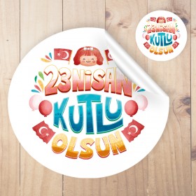 Yuvarlak Etiket 125 - 23 Nisan Çocuk Bayramı