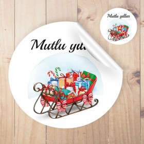 Yuvarlak Etiket 133 - Mutlu Yıllar - Yılbaşı - Yeni Yıl Tasarım Sticker