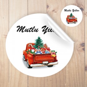 Yuvarlak Etiket 136 - Mutlu Yıllar - Yılbaşı - Yeni Yıl Tasarım Sticker