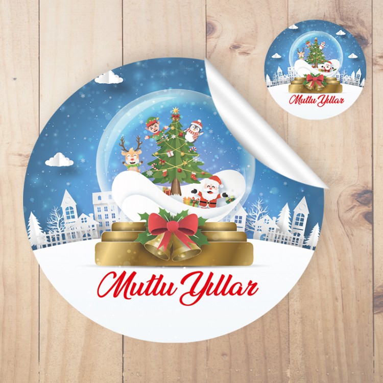 Yuvarlak Etiket 142 - Mutlu Yıllar - Yılbaşı - Yeni Yıl Tasarım Sticker
