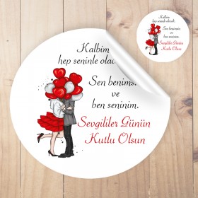 Yuvarlak Etiket 144 - 14 Şubat Sevgililer Günü Temalı