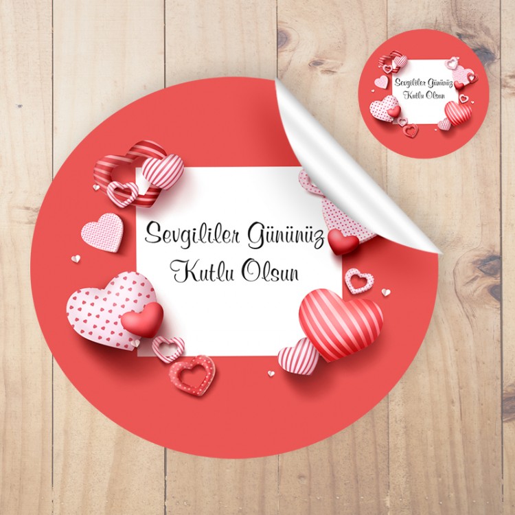 Yuvarlak Etiket 145 - 14 Şubat Sevgililer Günü Temalı