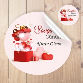 Yuvarlak Etiket 146 - 14 Şubat Sevgililer Günü Temalı
