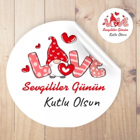 Yuvarlak Etiket 150 - 14 Şubat Sevgililer Günü Temalı