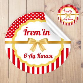 Yuvarlak Etiket 157 - 6 Ay Kınası Temalı