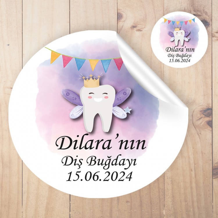 Yuvarlak Etiket 165 - Diş Buğdayı Kız Bebek Tasarım