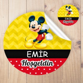 Yuvarlak Etiket 166 - Mickey Mouse Tasarım