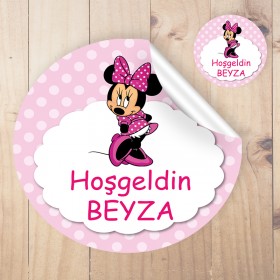 Yuvarlak Etiket 167 - Minnie Mouse Tasarım
