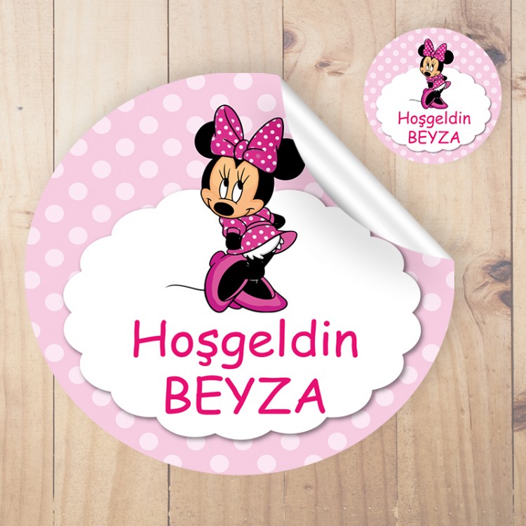 Yuvarlak Etiket 167 - Minnie Mouse Tasarım