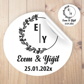 Yuvarlak Etiket 190 - Söz, Nişan, Düğün Tasarım Sticker