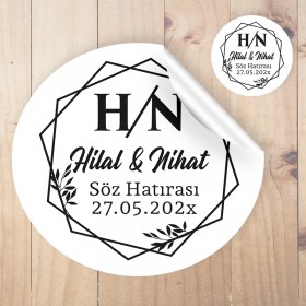 Yuvarlak Etiket 191 - Söz, Nişan, Düğün Tasarım Sticker