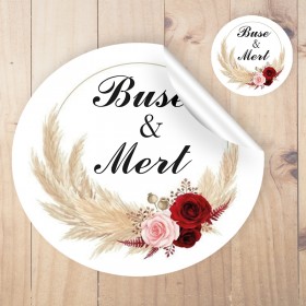 Yuvarlak Etiket 192 - Söz, Nişan, Düğün Tasarım Sticker