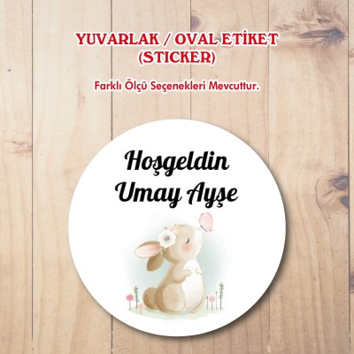 Yuvarlak Etiket 201 - Tavşan Tasarım Etiketi