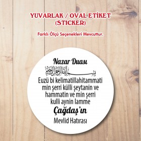 Yuvarlak Etiket 204 - Nazar Duası