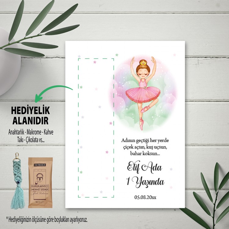 Hediyelik Kartı 0009 - Balerin Tasarım Anahtarlık Kartı
