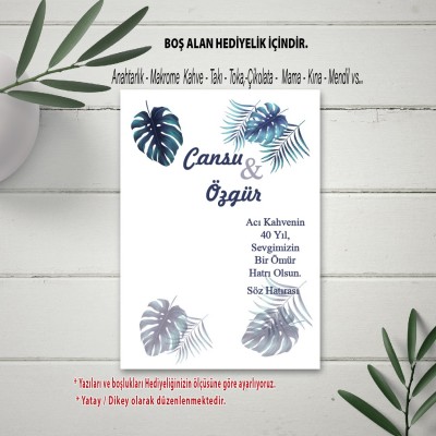 Hediyelik Kartı 0010 - Mavi Çiçekli Tasarım Kart