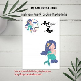Hediyelik Kartı 0025 - Deniz Kızı Temalı Kız Çocuk Hediyelik Kart