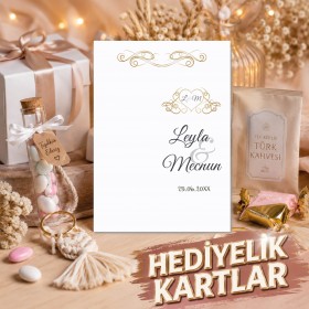 Hediyelik Kartı 0037 - Gold Tasarım Düğün, Nişan, Söz Hediye Kartı