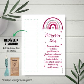 Hediyelik Kartı 0056 - Pembe Gökkuşağı Tasarım Anahtarlık Kartı