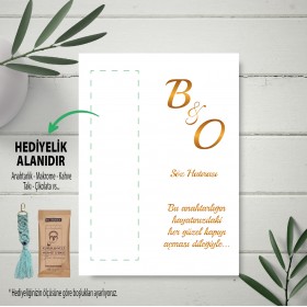 Hediyelik Kartı 0057 - Gold Tasarım Makrome Anahtarlık Kartı