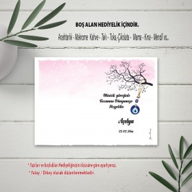 Hediyelik Kartı 0069 - Pembe, Nazar Boncuklu Anahatarlık Kartı