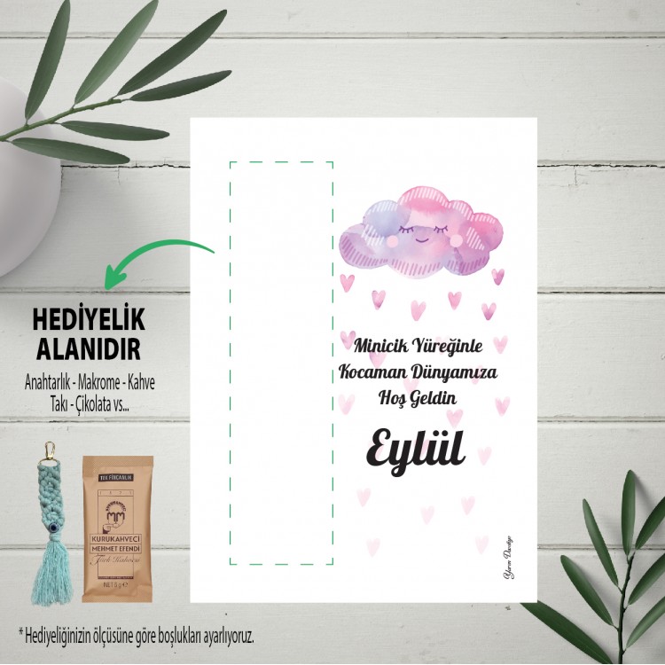 Hediyelik Kartı 0076 - Bulut Tasarım Anahtarlık Kartı