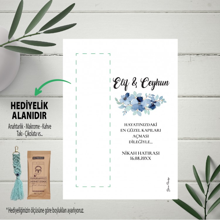 Hediyelik Kartı 0077 - Nikah Hatırası Hediye Anahtarlık Kartı