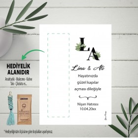 Hediyelik Kartı 0079 - Harf Tasarım Nişan Hatırası Anahtarlık, Kahve Kartı