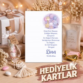 Hediyelik Kartı 0091 - Safari Temalı 1 Yaş Hatırası Kartlar